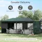 Carpa de Jardín 6x3m con 4 Paredes Laterales y 2 Ventanas Visibles Cenador Gazebo de Exterior para Fiestas Eventos Verde