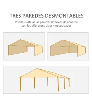 Carpa de Jardín 6x3m con 4 Paredes Laterales y 2 Ventanas Visibles Cenador Gazebo de Exterior para Fiestas Eventos Verde