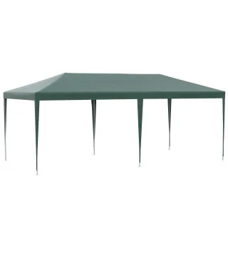 Carpa de Jardín 6x3m con 4 Paredes Laterales y 2 Ventanas Visibles Cenador Gazebo de Exterior para Fiestas Eventos Verde