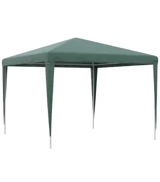 Carpa Desmontable 3x3 m Cenador Pabellón de Jardín con 4 Orificios de Drenaje y Marco de Acero para Terraza Patio Verde