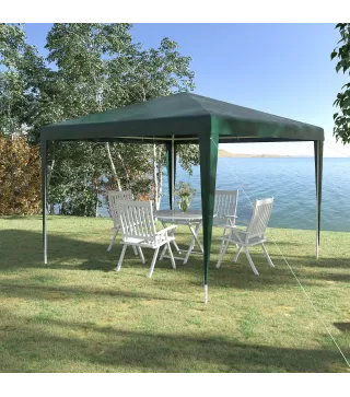Carpa Desmontable 3x3 m Cenador Pabellón de Jardín con 4 Orificios de Drenaje y Marco de Acero para Terraza Patio Verde