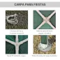 Carpa Desmontable 3x3 m Cenador Pabellón de Jardín con 4 Orificios de Drenaje y Marco de Acero para Terraza Patio Verde