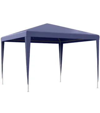 Carpa Desmontable 3x3 m Cenador Pabellón de Jardín con 4 Orificios de Drenaje y Marco de Metal para Terraza Patio Azul