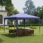 Carpa Desmontable 3x3 m Cenador Pabellón de Jardín con 4 Orificios de Drenaje y Marco de Metal para Terraza Patio Azul