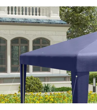 Carpa Desmontable 3x3 m Cenador Pabellón de Jardín con 4 Orificios de Drenaje y Marco de Metal para Terraza Patio Azul