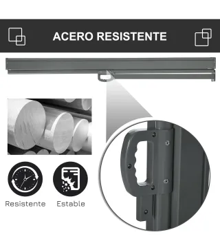Toldo Lateral Retráctil 300x160 cm Pantalla Enrollable Mampara de Privacidad y Protección Solar para Balcón Terraza Gris