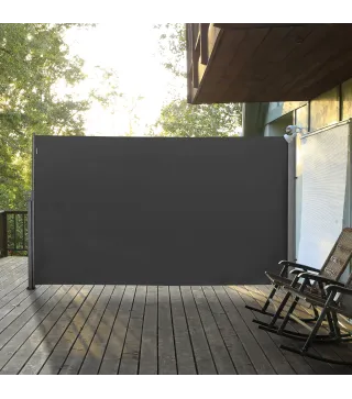 Toldo Lateral Retráctil 300x180 cm Pantalla Enrollable Mampara de Privacidad y Protección Solar para Balcón Terraza Gris