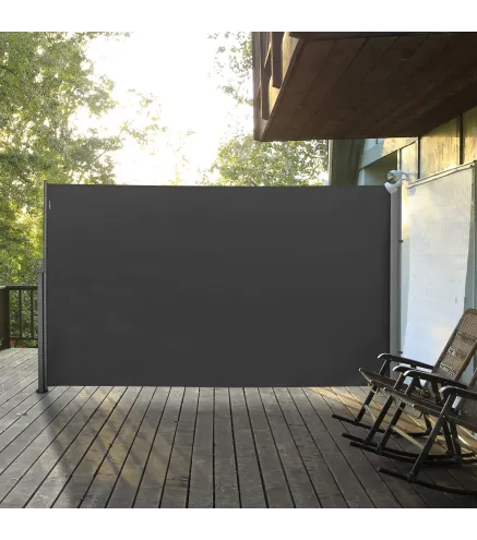 Toldo Lateral Retráctil 300x180 cm Pantalla Enrollable Mampara de Privacidad y Protección Solar para Balcón Terraza Gris