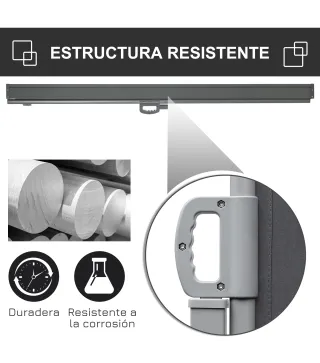 Toldo Lateral Retráctil 300x180 cm Pantalla Enrollable Mampara de Privacidad y Protección Solar para Balcón Terraza Gris