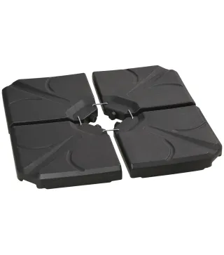 Base para Sombrilla de 4 Piezas Rellenable con Arena 72 kg o Agua 56 kg para Jardín Patio Terraza Negro