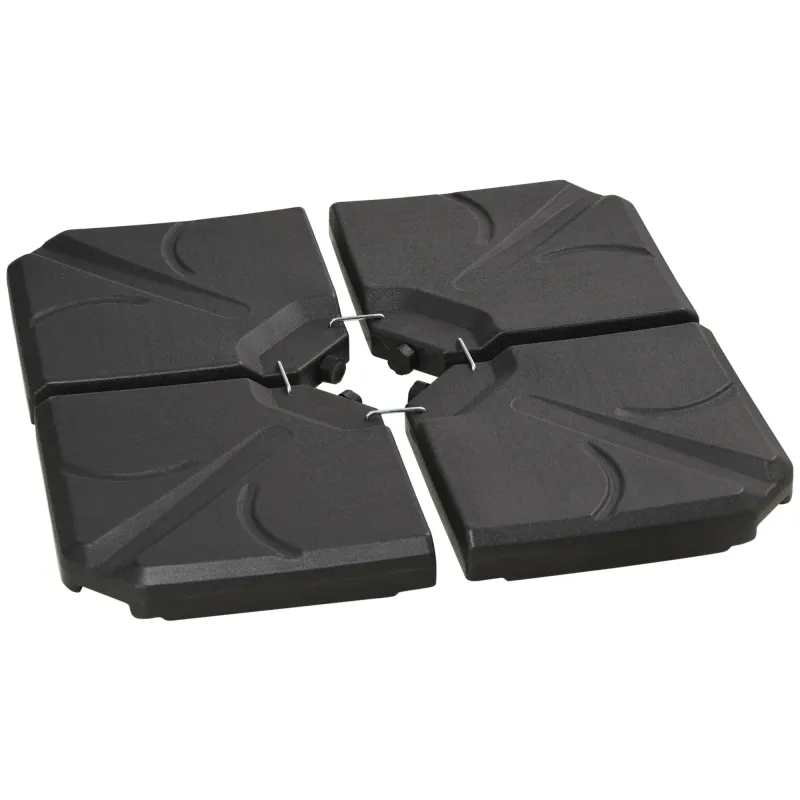 Base para Sombrilla de 4 Piezas Rellenable con Arena 72 kg o Agua 56 kg para Jardín Patio Terraza Negro