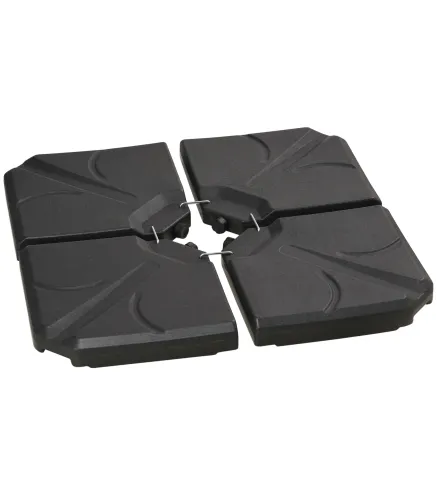 Base para Sombrilla de 4 Piezas Rellenable con Arena 72 kg o Agua 56 kg para Jardín Patio Terraza Negro