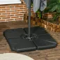 Base para Sombrilla de 4 Piezas Rellenable con Arena 72 kg o Agua 56 kg para Jardín Patio Terraza Negro