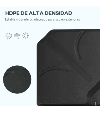 Base para Sombrilla de 4 Piezas Rellenable con Arena 72 kg o Agua 56 kg para Jardín Patio Terraza Negro