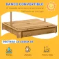 Arenero Infantil con Toldo Ajustable en Altura 2 Bancos y Respaldos Desmontables para Patio 106x106x115 cm Natural