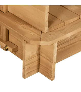 Arenero Infantil con Toldo Ajustable en Altura 2 Bancos y Respaldos Desmontables para Patio 106x106x115 cm Natural