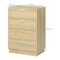 Cómoda con 4 Cajones de Rejilla de Ratán Cajonera de Madera para Dormitorio Estilo Cannage Bohemio 60x38x88,5cm Natural