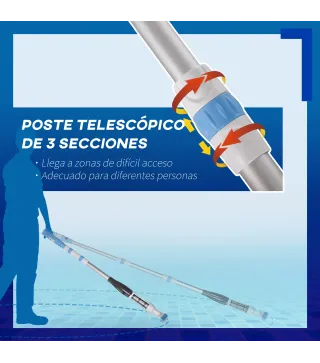 Limpiafondos Eléctrico para Piscinas Spas con Poste Telescópico de 3 Secciones Ø6x162 cm Multicolor