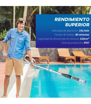 Limpiafondos Eléctrico para Piscinas Spas con Poste Telescópico de 3 Secciones Ø6x162 cm Multicolor
