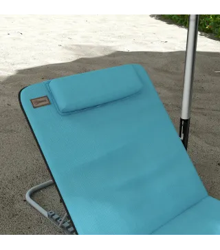 Conjunto de 2 Esterillas con Respaldo Reclinable en 5 Niveles Reposacabezas y Bolsa de Transporte 134x48x33-43 cm Azul