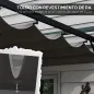 Cenador de Jardín 3x4 m con Techo Retráctil de Poliéster y 12 Orificios de Drenaje Pérgola para Terraza Gris Oscuro