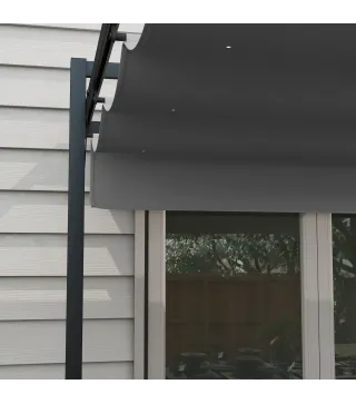 Cenador de Jardín 3x4 m con Techo Retráctil de Poliéster y 12 Orificios de Drenaje Pérgola para Terraza Gris Oscuro