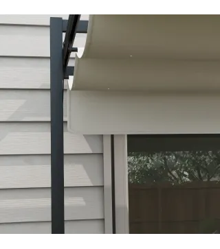 Cenador de Jardín 3x4 m con Techo Retráctil de Poliéster y 12 Orificios de Drenaje Pérgola para Terraza Blanco y Gris