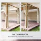 Pérgola de Jardín 4x3 m con Techo Retráctil Mosquiteras Laterales de Malla y Marco de Aluminio para Terraza Natural