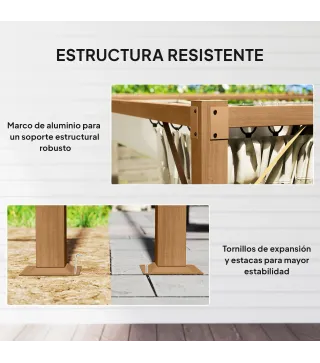 Pérgola de Jardín 4x3 m con Techo Retráctil Mosquiteras Laterales de Malla y Marco de Aluminio para Terraza Natural