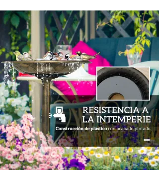 Baño para Pájaros de Jardín Exterior con 2 Niveles Recipientes para Agua y Comida Diseño Retro y Elegante Bronce