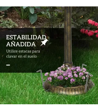 Baño para Pájaros de Jardín Exterior con 2 Niveles Recipientes para Agua y Comida Diseño Retro y Elegante Bronce