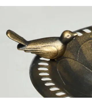 Baño para Pájaros de Jardín Exterior con 2 Niveles Recipientes para Agua y Comida Diseño Retro y Elegante Bronce