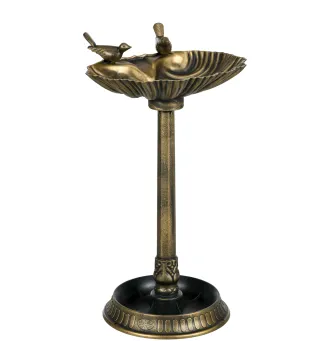 Baño para Pájaros de Jardín Exterior 81 cm con Diseño de Concha y Acabado Envejecido Ligero y Resistente Bronce