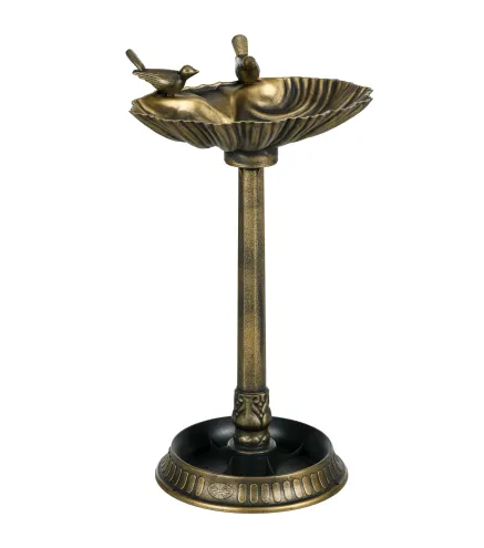 Baño para Pájaros de Jardín Exterior 81 cm con Diseño de Concha y Acabado Envejecido Ligero y Resistente Bronce