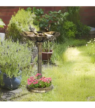Baño para Pájaros de Jardín Exterior 81 cm con Diseño de Concha y Acabado Envejecido Ligero y Resistente Bronce