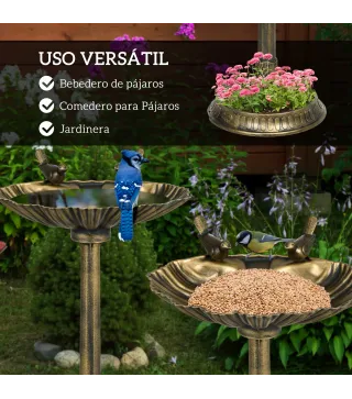 Baño para Pájaros de Jardín Exterior 81 cm con Diseño de Concha y Acabado Envejecido Ligero y Resistente Bronce