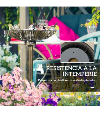 Baño para Pájaros de Jardín Exterior 81 cm con Diseño de Concha y Acabado Envejecido Ligero y Resistente Bronce