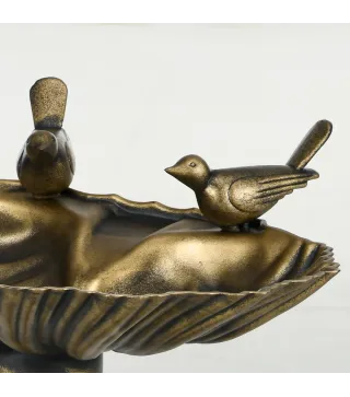 Baño para Pájaros de Jardín Exterior 81 cm con Diseño de Concha y Acabado Envejecido Ligero y Resistente Bronce