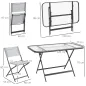 Conjunto de Mesa y 4 Sillas de Jardín Plegable con Mesa de Vidrio Templado Estilo Moderno para Terraza Patio Gris