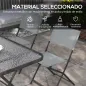 Conjunto de Mesa y 4 Sillas de Jardín Plegable con Mesa de Vidrio Templado Estilo Moderno para Terraza Patio Gris