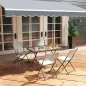 Conjunto de Mesa y 4 Sillas de Jardín Plegable con Mesa de Vidrio Templado Estilo Moderno para Terraza Patio Gris