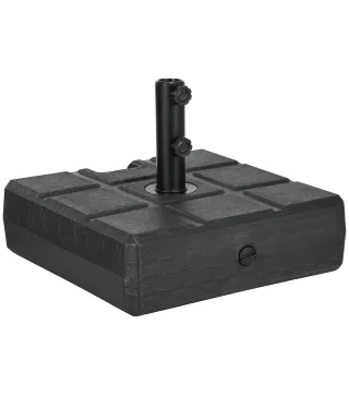 Soporte para Parasol Rellenable de Agua 30 kg y Arena 40 kg para Poste de Paraguas de Ø38/48 mm 49x49x36,5 cm Negro