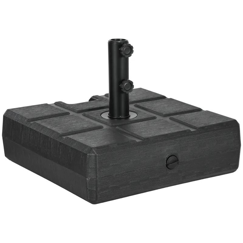 Soporte para Parasol Rellenable de Agua 30 kg y Arena 40 kg para Poste de Paraguas de Ø38/48 mm 49x49x36,5 cm Negro Soporte para Parasol Rellenable de Agua 30 kg y Arena 40 kg para Poste de Paraguas de Ø38/48 mm 49x49x36,5 cm Negro