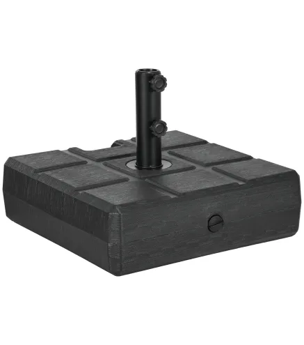 Soporte para Parasol Rellenable de Agua 30 kg y Arena 40 kg para Poste de Paraguas de Ø38/48 mm 49x49x36,5 cm Negro