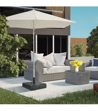 Soporte para Parasol Rellenable de Agua 30 kg y Arena 40 kg para Poste de Paraguas de Ø38/48 mm 49x49x36,5 cm Negro