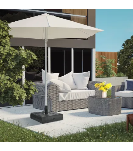 Soporte para Parasol Rellenable de Agua 30 kg y Arena 40 kg para Poste de Paraguas de Ø38/48 mm 49x49x36,5 cm Negro