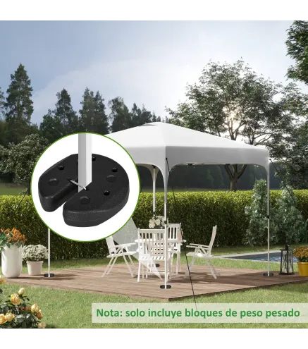 Pack de 4 Pesos para Carpas Plegables Rellenados con Cemento Bases para Toldo Pérgola Ø22x5,5 cm Negro