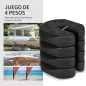 Pack de 4 Pesos para Carpas Plegables Rellenados con Cemento Bases para Toldo Pérgola Ø22x5,5 cm Negro