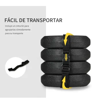 Pack de 4 Pesos para Carpas Plegables Rellenados con Cemento Bases para Toldo Pérgola Ø22x5,5 cm Negro