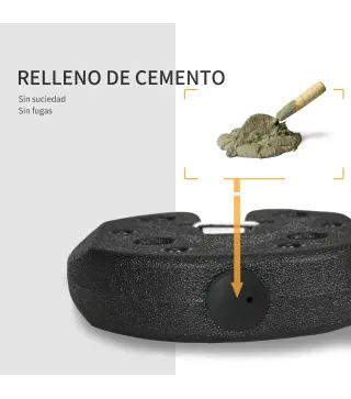 Pack de 4 Pesos para Carpas Plegables Rellenados con Cemento Bases para Toldo Pérgola Ø22x5,5 cm Negro